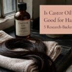 Castor oil article cover with a photograph about hair